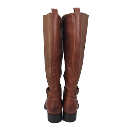 Pasarela concept women's high heel boots camel color casual boot elastic ruched side buckle