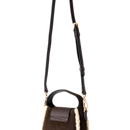 Borsa Hobo in pelle scamosciata KARL LAGERFELD con shearling K/Signature color cioccolato