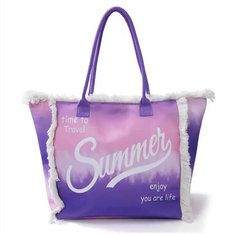 MIGLIORATA borsa da spiaggia o da piscina con stampe frasi colorate |   MISURA modello estivo 55 cm × 37 cm × 19 cm