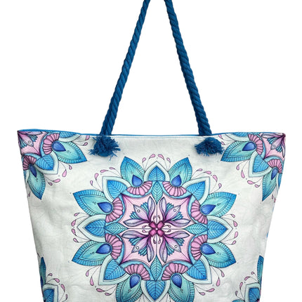 Borsa da spiaggia aggiornata da donna con stampa floreale - Grande capacità
