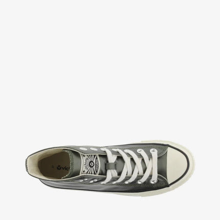 Victoria Women's High-Top Sneakers in Olive Green with Metallic Finish, 2.5 cm Platform, Rubber Sole, and Reinforced Toe, Perfect Comfortable Footwear for Casual Autumn Style. PlatiNum