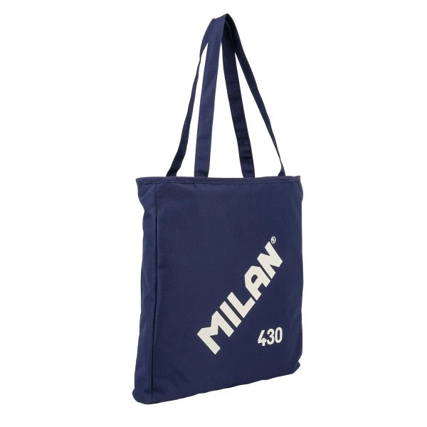 Borsa shopper 430 collezione Milano 7,5 l - dimensioni 38x36x6,5 cm - manico lungo 27 cm - tessuto 'ripstop' - colore blu navy