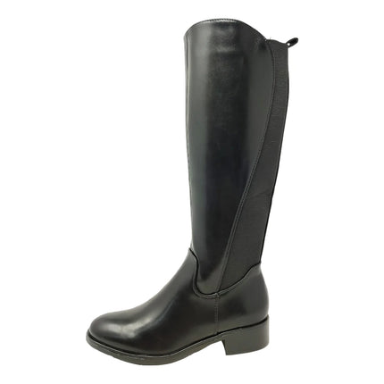 Women's knee-high riding boots with 3.5 cm low heel - evazorteon