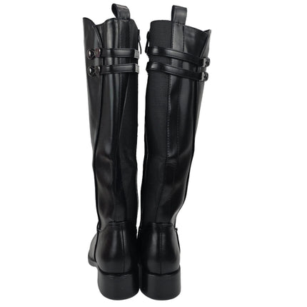 Pasarela concept high heel boots women color black casual boot elastic lycra cuff wide