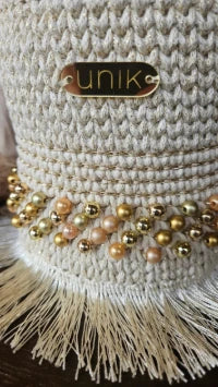 Borsa a Secchiello di Lusso in Crochet, Design Esclusivo con Strass e Frange, Manico Rigido e Chiusura Arricciata, Finiture Brillanti ed Eleganti, Ideale per Eventi e Look di Alta Classe