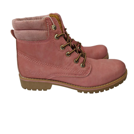 Refresh women's mountain boots pink color military casual boot track sole caramel laces leather insole padded collar comfort pasarela concept
