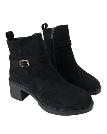 Popcorn country heel buckle ankle boot 13933 - elegance and comfort