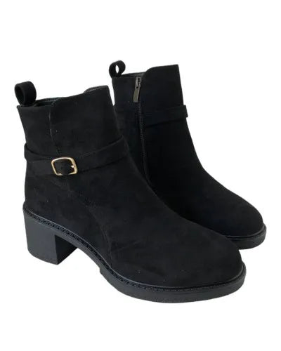 Popcorn country heel buckle ankle boot 13933 - elegance and comfort