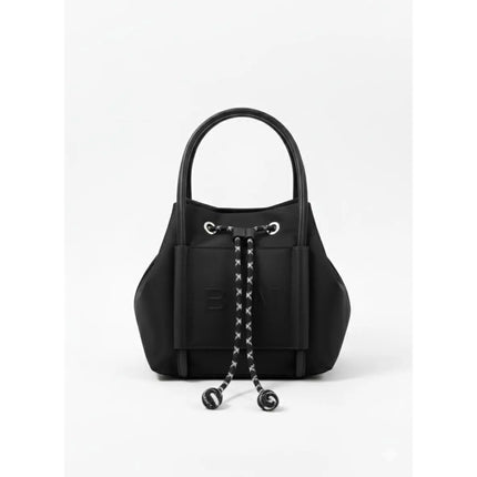 Borsa in Nylon BIM - Borsa a Secchiello da Donna con Chiusura a Coulisse - Elegante Borsa a Spalla con Tracolla Sportiva Rimovibile - Design Trendy Senza Marchio con Logo in Rilievo