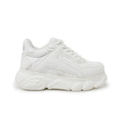 Buffalo CLD ECHO VEGAN Sneakers White for Women, featuring a comfortable flat platform sole, perfect for casual and outdoor wear, ideal as versatile footwear for spring and autumn. PlatiNum