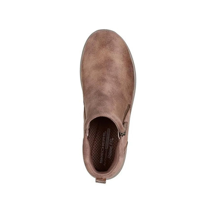Skechers fall in bloom taupe women's flat ankle boots