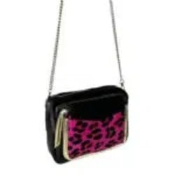 Borsa a spalla in pelle italiana con stampa animalier e dettagli dorati