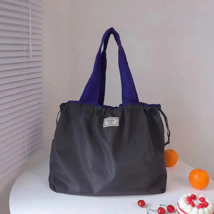 Borsa per la spesa grande pieghevole MIGLIORATA con coulisse in tinta unita, dimensioni 53 * 44 cm