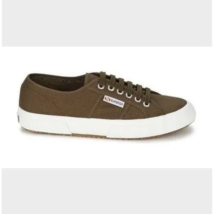 Superga Military Green Sneakers for Women and Men, durable canvas upper, breathable cotton, and vulcanized rubber sole, ideal for casual wear and outdoor activities, comfortable women's shoes. PlatiNum