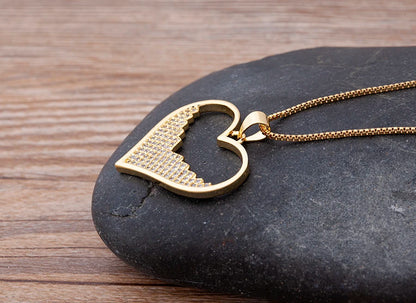 Nidin moda di lusso con zirconi cubici ciondolo a forma di cuore da donna placcato in oro collana a catena di alta qualità regalo per feste di gioielli scintillanti