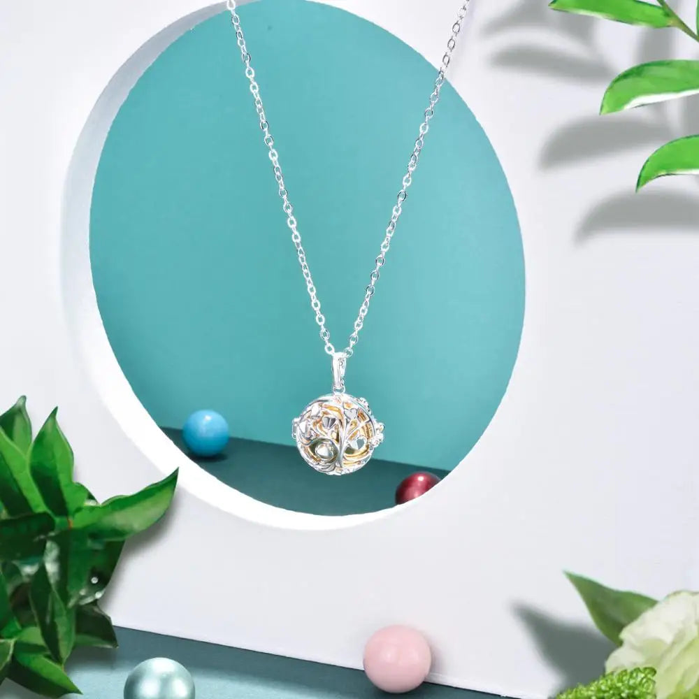 Eudora Gravidanza Bola Harmony Palla Ciondolo Albero della Vita Gabbia Fit Carillon Campana Collana con Sfera per Mamma Incinta Regalo con Scatola K411N20