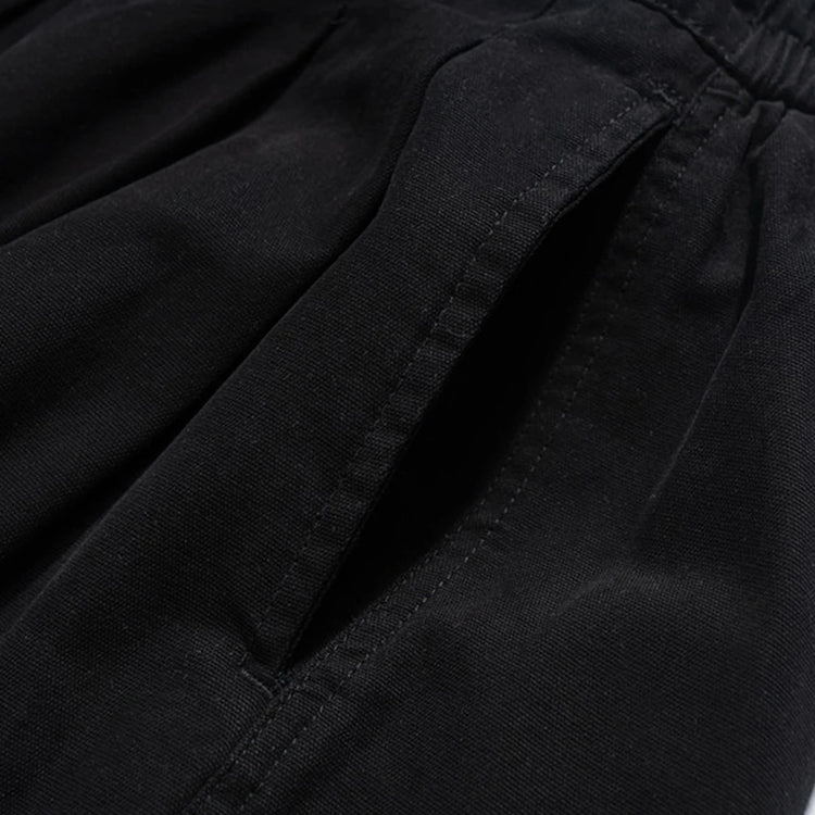 Multi-Pocket Cargo Pants Mens Safari Style Solid Color Pleated Loose Straight-leg Pants Elastic Waist Casual Trousers Men