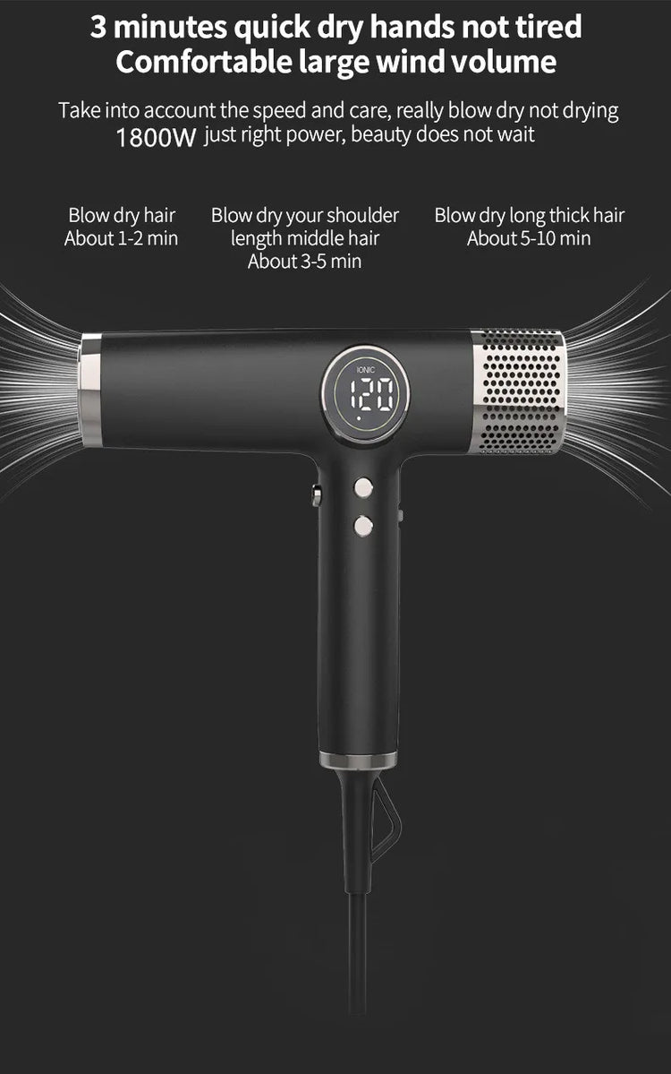 5 In 1 Fast Drying 1800W Low Noise Negative Ionic High-Speed 110000RPM Brushless Motor HairDryer Set with Magnetic Nozzle