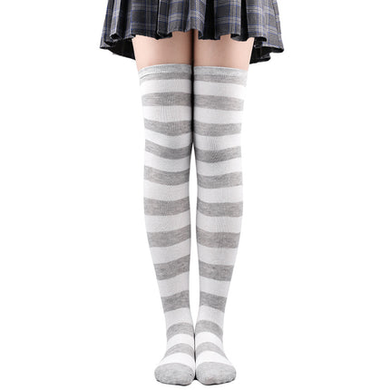 Calze alte alla coscia da donna a righe da donna nere bianche rosa lunghe sopra sopra calzini al ginocchio femboy Cosplay Lolita Harajuku Y2k
