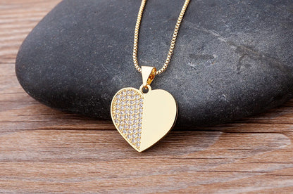 Nidin moda di lusso con zirconi cubici ciondolo a forma di cuore da donna placcato in oro collana a catena di alta qualità regalo per feste di gioielli scintillanti