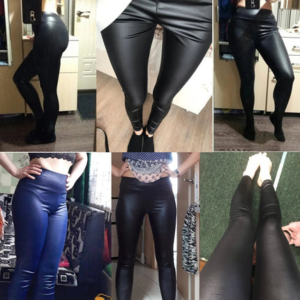 Trendy New Oversized WOMEN'S Leggings, High Waisted Tight and Sexy PU Leather Pants, Colorful Yoga Pants for Women PlatiNum