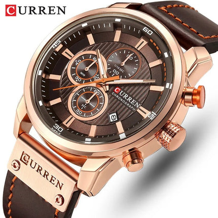 CURREN orologio da uomo in pelle orologi sportivi da uomo esercito militare orologio da polso al quarzo cronografo orologio maschile Relogio Masculino platinumshop