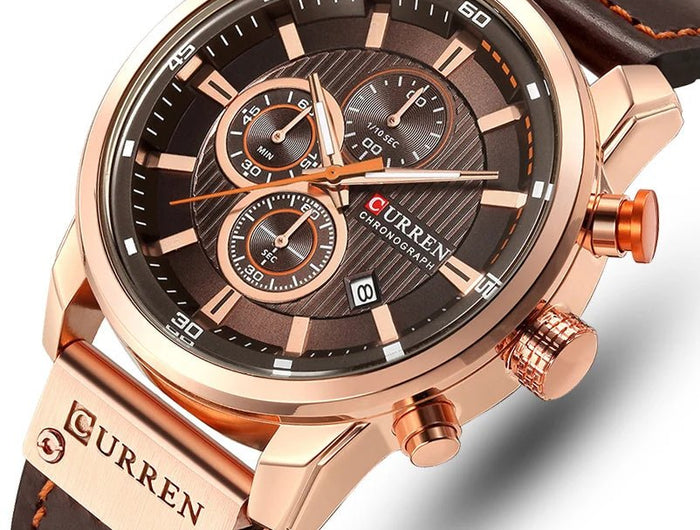 CURREN orologio da uomo in pelle orologi sportivi da uomo esercito militare orologio da polso al quarzo cronografo orologio maschile Relogio Masculino platinumshop
