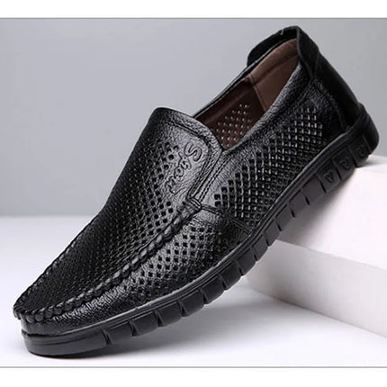 Moda scarpe in vera pelle da uomo piatte traspiranti estive scarpe casual da uomo morbide e confortevoli calzature maschili in pelle KA3559
