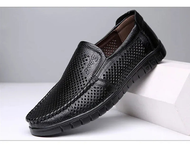 Moda scarpe in vera pelle da uomo piatte traspiranti estive scarpe casual da uomo morbide e confortevoli calzature maschili in pelle KA3559