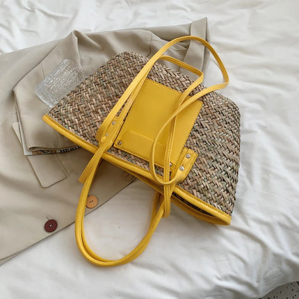Borse estive in paglia da donna di alta qualità Borse a tracolla da donna alla moda Borsa da spiaggia tote femminile di grande capacità di design