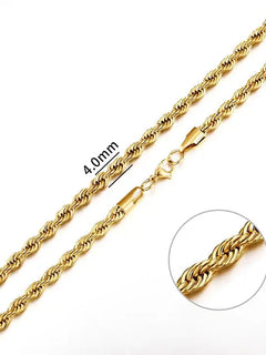 Jiayiqi 2mm-7mm Rope Chain Necklace Stainless Steel Never Fade Waterproof Choker Men Women Jewelry Silver Color Chains Gift