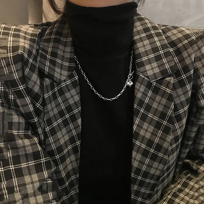 ANENJERY Collana con ciondolo con ciondolo a forma di cuore color argento con catena con chiusura OT Collana in argento tailandese per regali di gioielli da donna S-N612