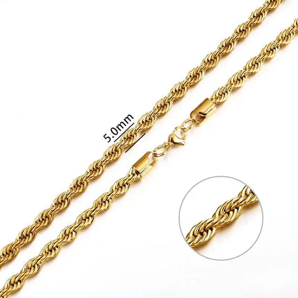 Jiayiqi 2mm-7mm Rope Chain Necklace Stainless Steel Never Fade Waterproof Choker Men Women Jewelry Silver Color Chains Gift PlatiNum