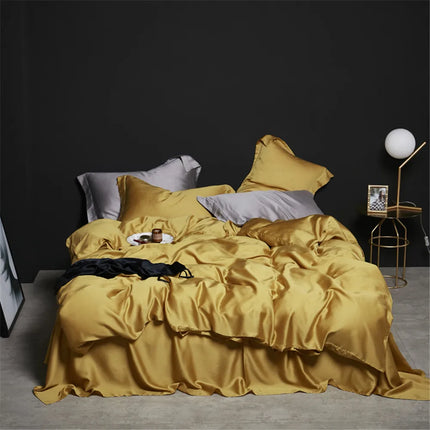 Liv-Esthete Set biancheria da letto in seta 100% verde scuro Set biancheria da letto in pura seta sana di lusso Queen King Copripiumino Lenzuolo piatto Federa Set biancheria da letto