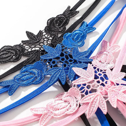 Women Lace Panties Thongs Pearl Pendant Embroidery G-String T-Back Briefs Underwear Hollow Ladies Panties Sexy Lingerie Knickers