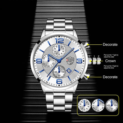 Orologi da uomo alla moda Orologio da polso al quarzo di lusso Calendario da uomo Business Casual Orologio in pelle Orologio luminoso platinumshop