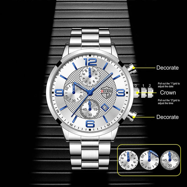 Orologi da uomo alla moda Orologio da polso al quarzo di lusso Calendario da uomo Business Casual Orologio in pelle Orologio luminoso platinumshop