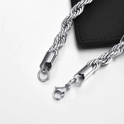 Jiayiqi 2mm-7mm Rope Chain Necklace Stainless Steel Never Fade Waterproof Choker Men Women Jewelry Silver Color Chains Gift PlatiNum