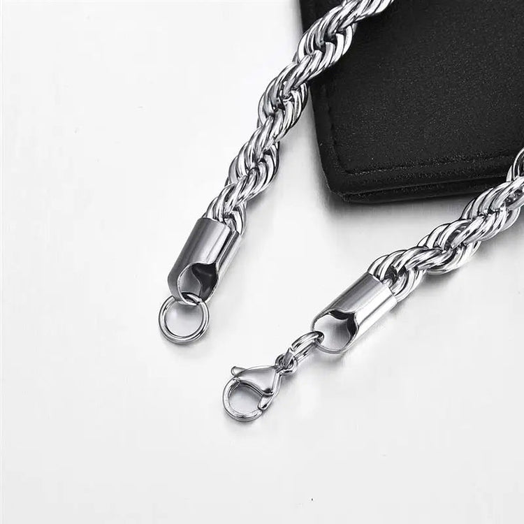 Jiayiqi 2mm-7mm Rope Chain Necklace Stainless Steel Never Fade Waterproof Choker Men Women Jewelry Silver Color Chains Gift PlatiNum