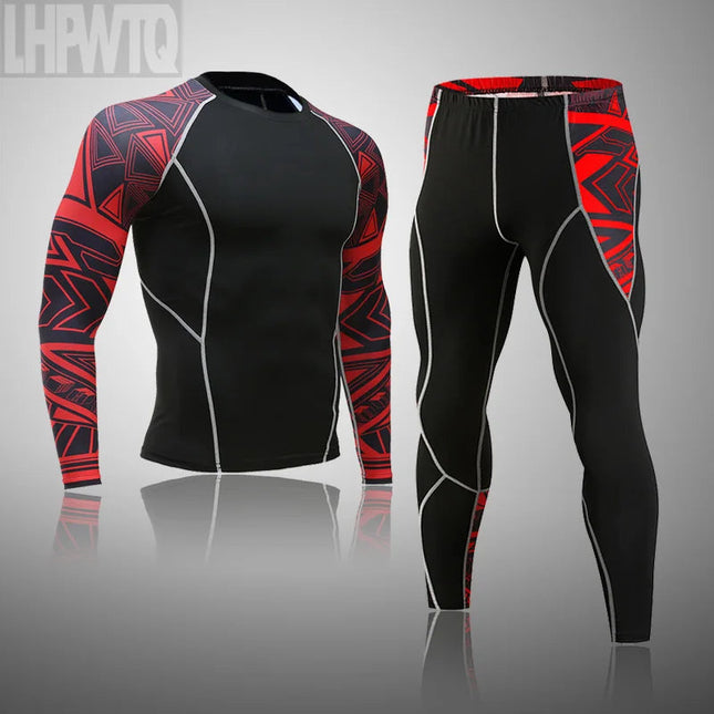 Men's Sports Suit MMA rashgard male Quick drying Sportswear Compression Clothing Fitness Training kit Thermal Underwear leggings PlatiNum
