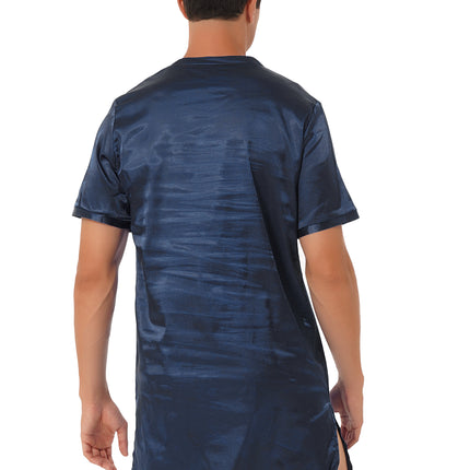 Donna uomo pigiama in raso di seta pigiameria maniche corte camicia da notte Kimono accappatoio abito da notte accappatoio camicia da notte estiva Homewear