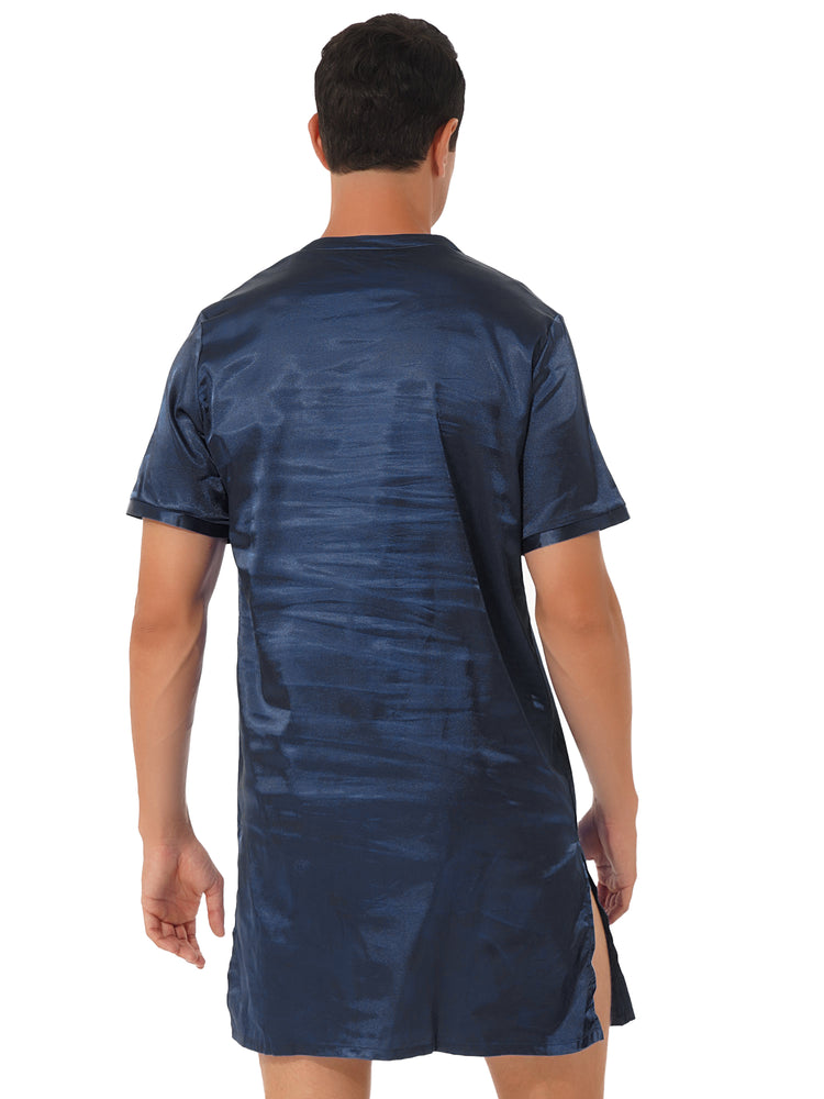 Donna uomo pigiama in raso di seta pigiameria maniche corte camicia da notte Kimono accappatoio abito da notte accappatoio camicia da notte estiva Homewear