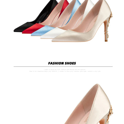 Moda mujer tacones altos bajos de aguja boda/fiesta zapatos de salón de señora primavera/otoño calzado femenino clásico calzado de mujer