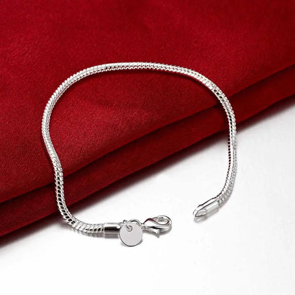 Fine 3MM Catena in osso di serpente Braccialetti in argento sterling 925 Collana Set di gioielli per uomo Donna Marchi di moda Regali di nozze per feste platinumshop