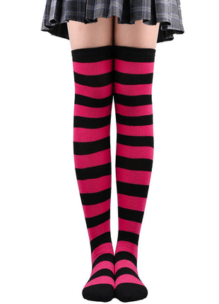 Calze autoreggenti a righe da donna Calze da donna nere bianche rosa lunghe sopra sopra il ginocchio femboy Cosplay Lolita Harajuku Y2k