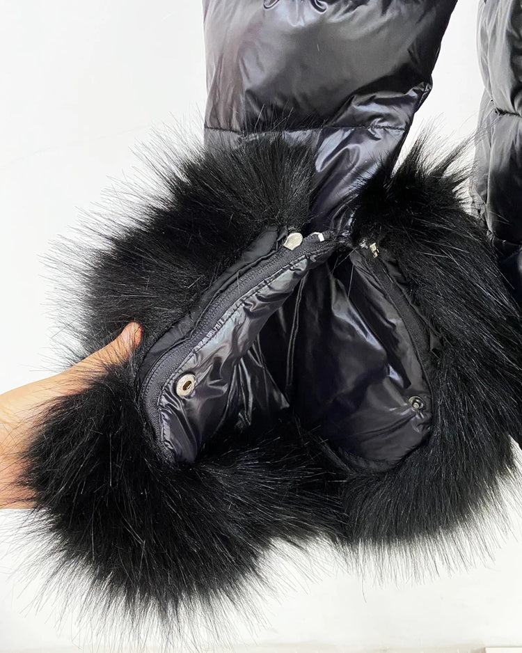 ZADORIN 2025 Trend White Duck Down Patchwork Faux Fur Jacket Women Winter Warm Big FAUX Raccoon Fur Hood Women Faux Fur Coat