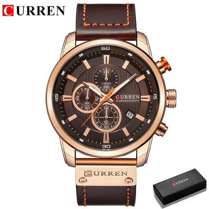 CURREN orologio da uomo in pelle orologi sportivi da uomo esercito militare orologio da polso al quarzo cronografo orologio maschile Relogio Masculino platinumshop