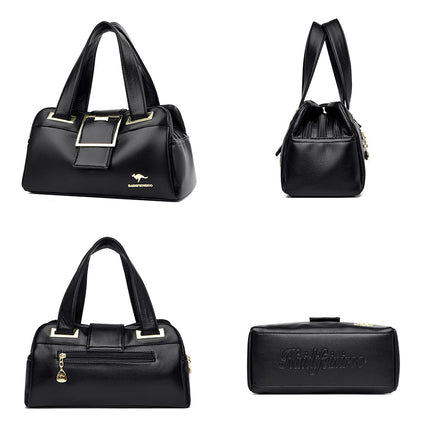 Women Multi-layers Top-handle Bag Quality Leather Handbags Purses Female Luxury Designer Large Capacity Boston Ladies Sac A Main PlatiNum