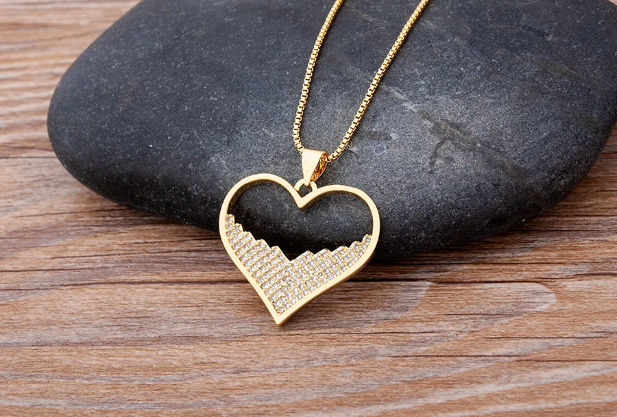 Nidin moda di lusso con zirconi cubici ciondolo a forma di cuore da donna placcato in oro collana a catena di alta qualità regalo per feste di gioielli scintillanti