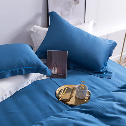 Liv-Esthete Set di biancheria da letto di lusso in seta 100% gelso di alta qualità, bellezza sana, copripiumino, lenzuolo piatto, federa, set letto Queen King